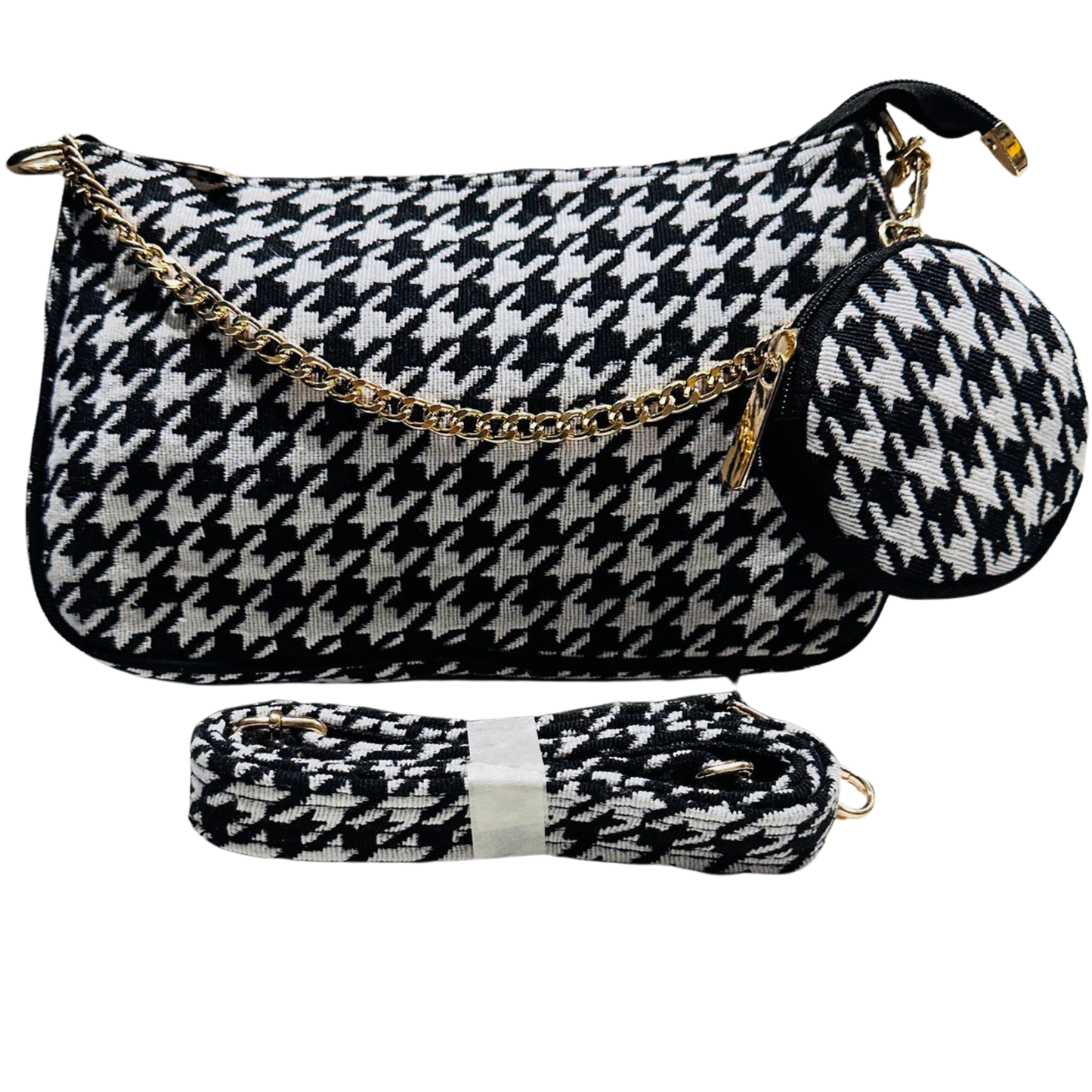 DURABLE BLACK And White Baguette BAG - F1