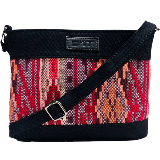 DENIM DURABLE MAROON BLACK SLING BAG A15