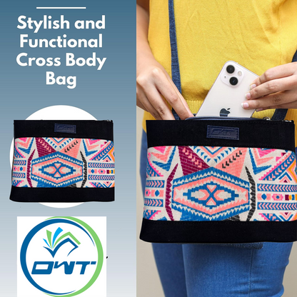 BLACK DENIM DURABLE MULTICOLOR SLING BAG