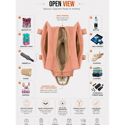 Waterproof Rainproof Tote/ shoulder bag Peach colour