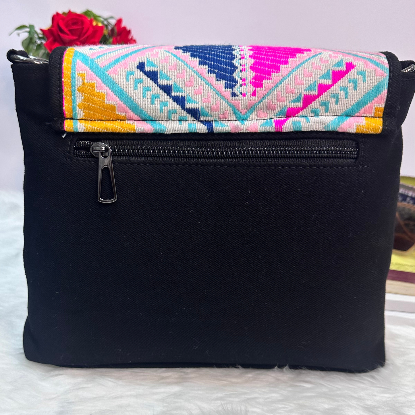 STYLISH BLACK DENIM CROSS BODY BAG-B9