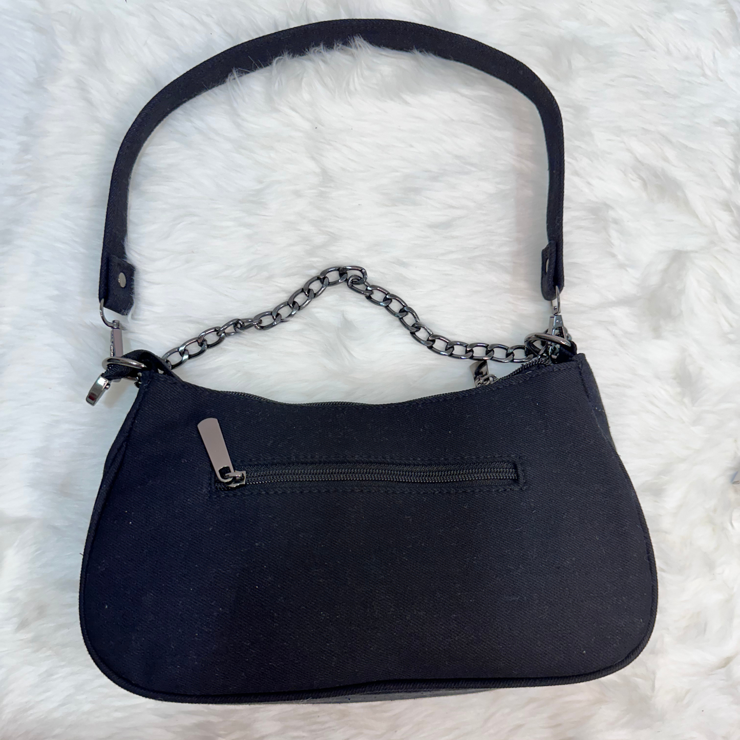 DURABLE BLACK DENIM MOON BAG - E2