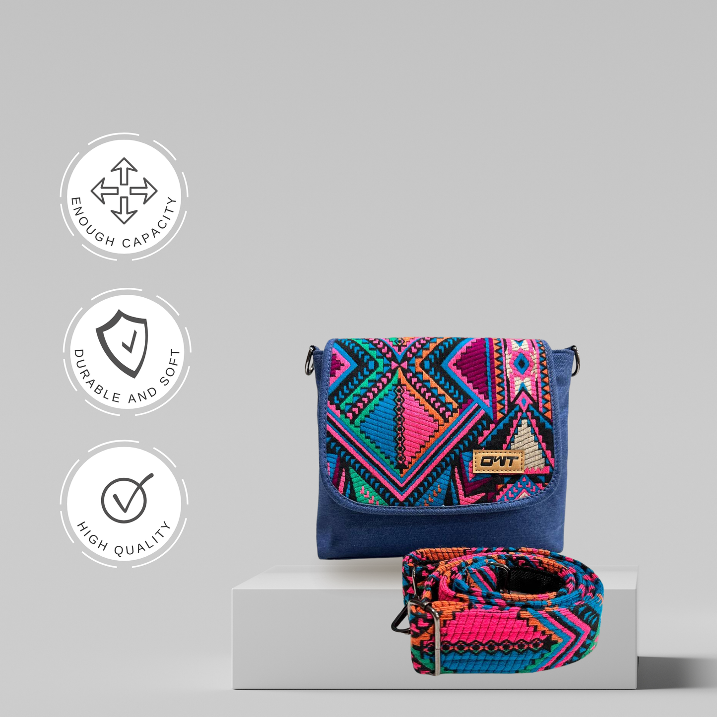 STYLISH BLUE DENIM CROSS BODY BAG-B3