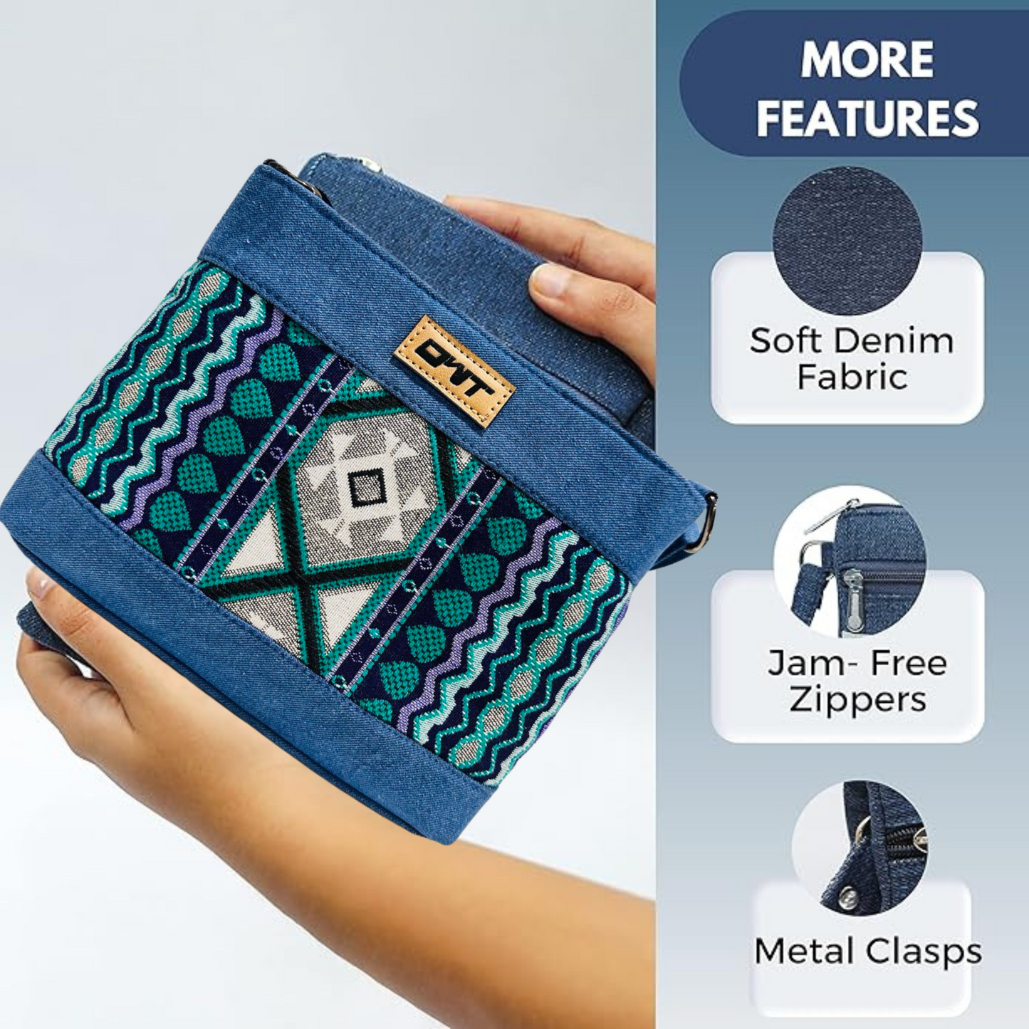 DURABLE BLUE DENIM SLING BAG - A10