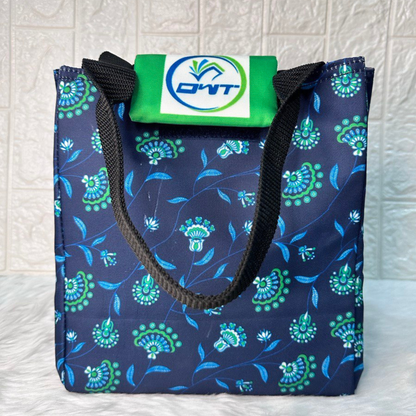 Lunch Bag Dark Peacock Blue Print - A2