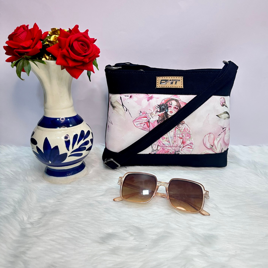 DURABLE BLACK DENIM SLING BAG - A11