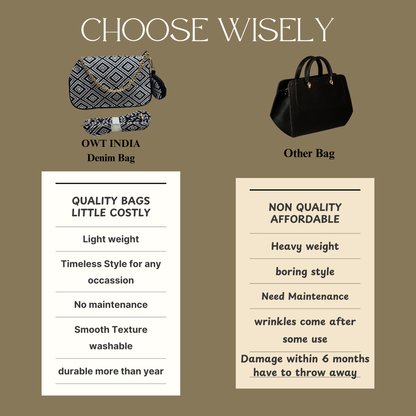 DURABLE BLACK And White Baguette BAG - F2