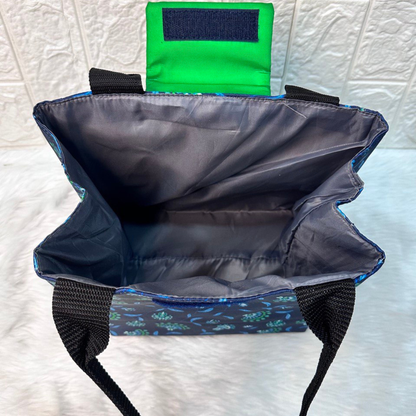 Lunch Bag Dark Peacock Blue Print - A2