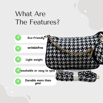 DURABLE BLACK And White Baguette BAG - F1