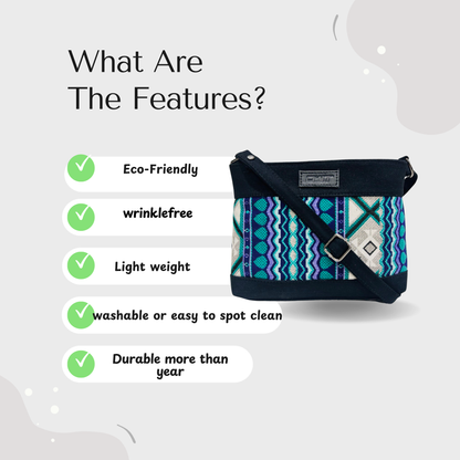 DURABLE BLACK DENIM SLING BAG - A4