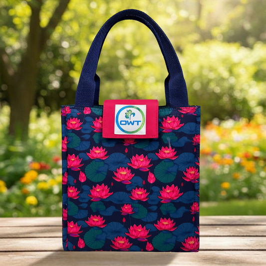 Lunch Bag Lotus Print Red - A4