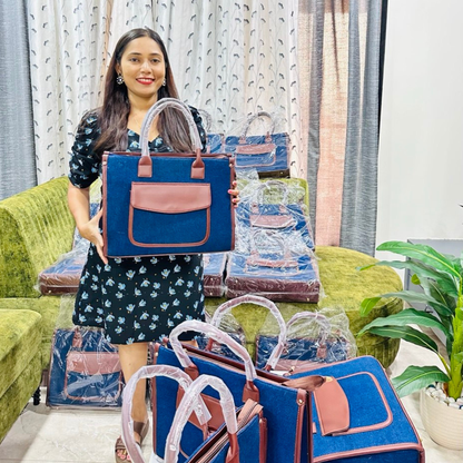 STYLISH BLUE DENIM TOTE BAG