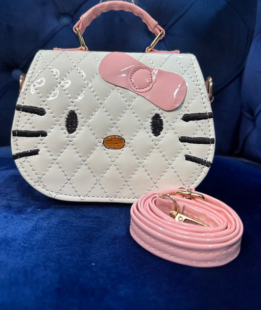 Pink And White Cat Face Kids Bag