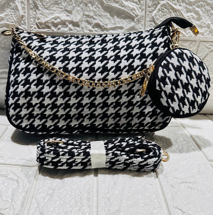 DURABLE BLACK And White Baguette BAG - F1